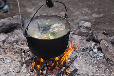 варим уху на костре
